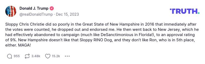 Post image from Donald Trump