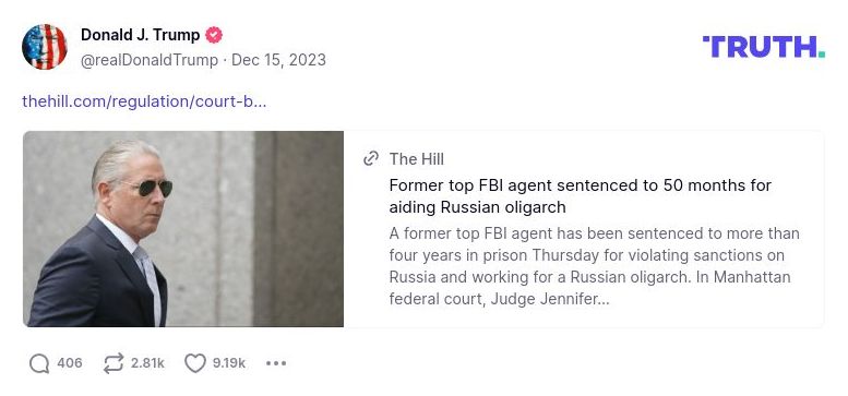 Post image from Donald Trump