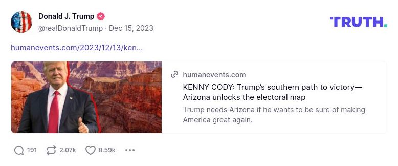 Post image from Donald Trump