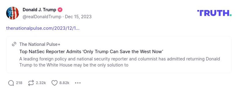 Post image from Donald Trump