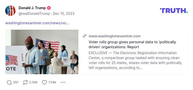 Post image from Donald Trump