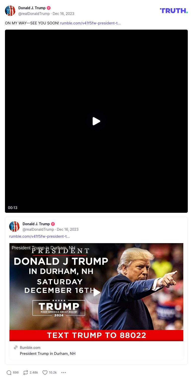 Post image from Donald Trump