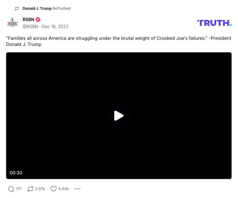 Post image from Donald Trump