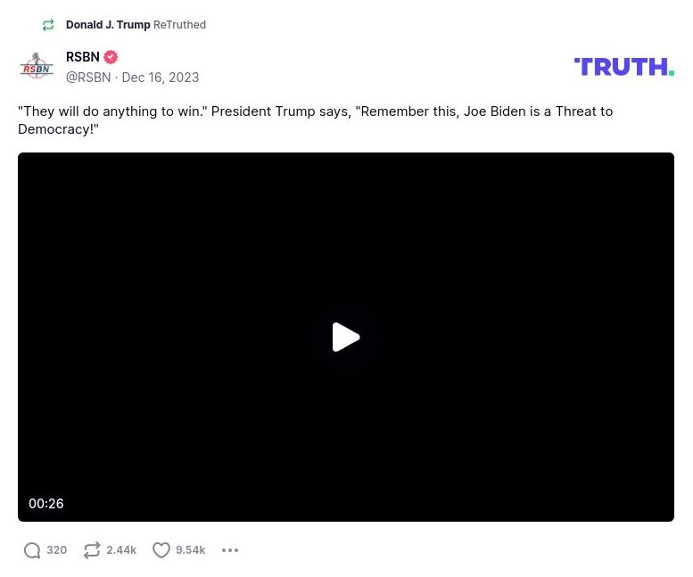 Post image from Donald Trump