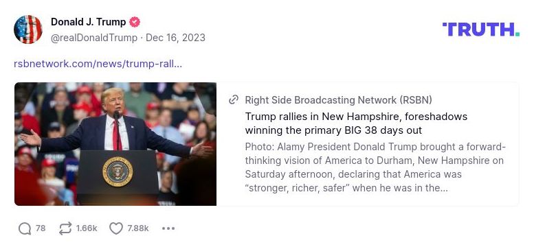 Post image from Donald Trump