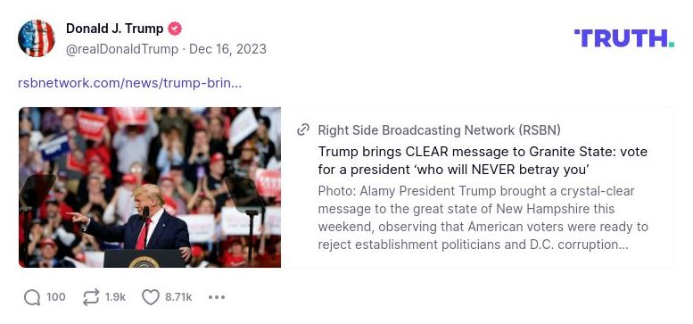 Post image from Donald Trump