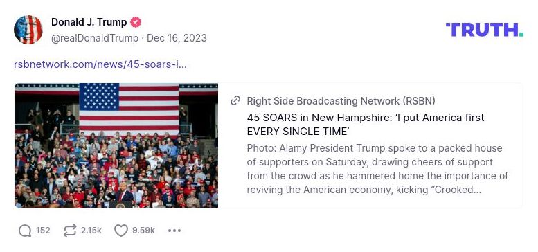 Post image from Donald Trump