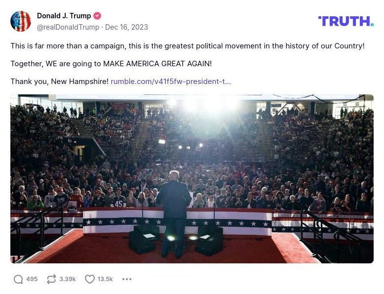 Post image from Donald Trump