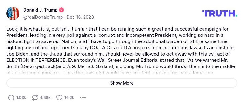 Post image from Donald Trump