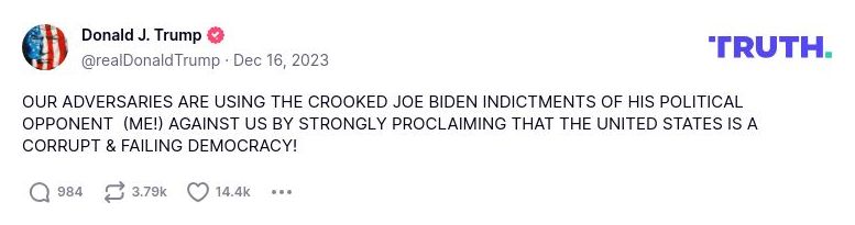 Post image from Donald Trump