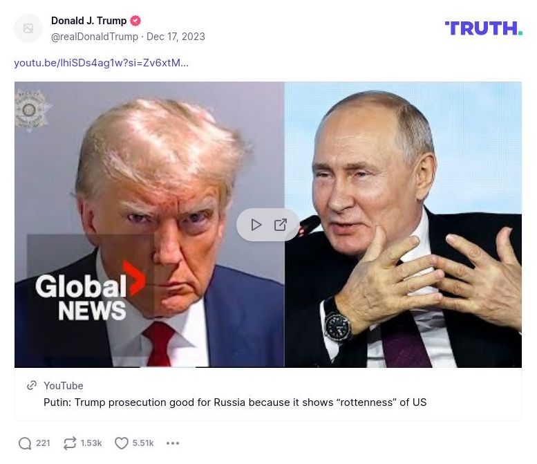 Post image from Donald Trump