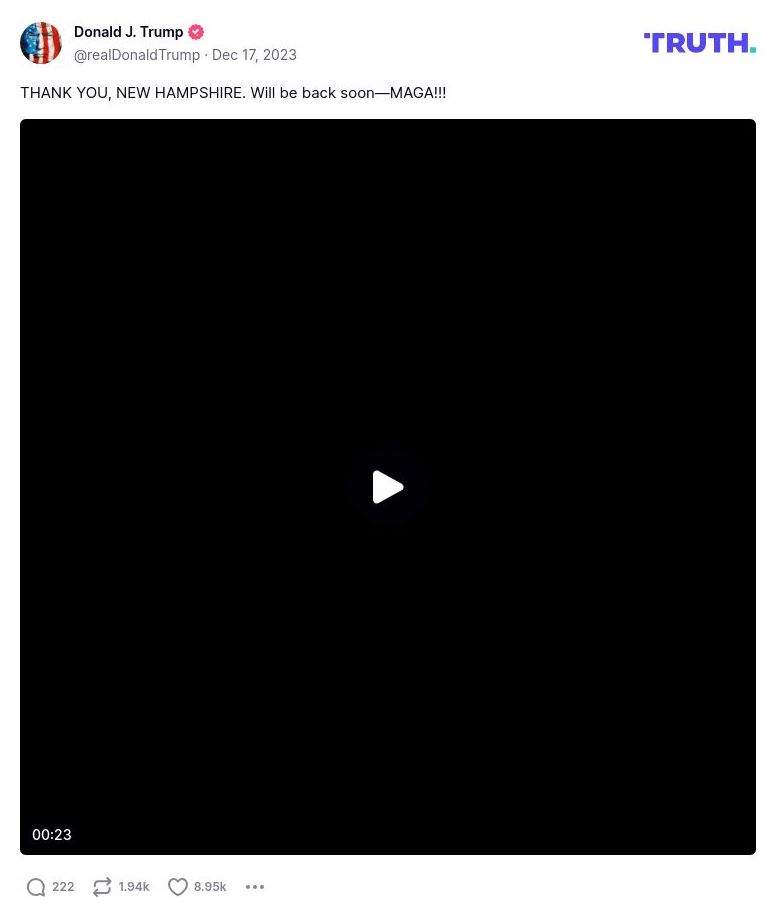 Post image from Donald Trump