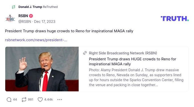 Post image from Donald Trump