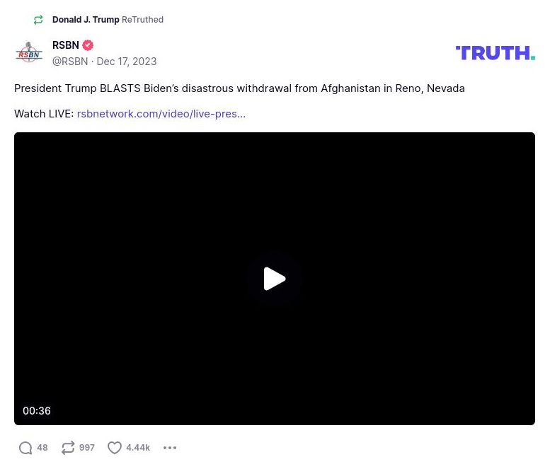 Post image from Donald Trump