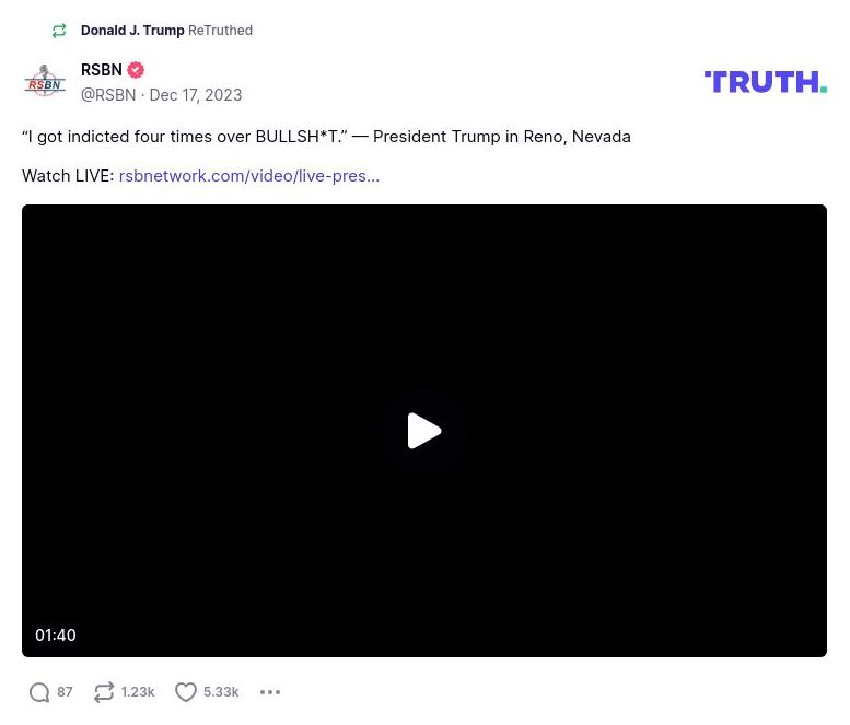 Post image from Donald Trump