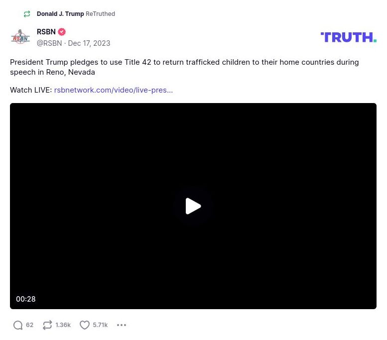 Post image from Donald Trump