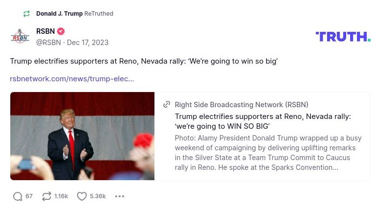 Post image from Donald Trump