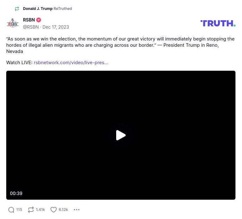 Post image from Donald Trump