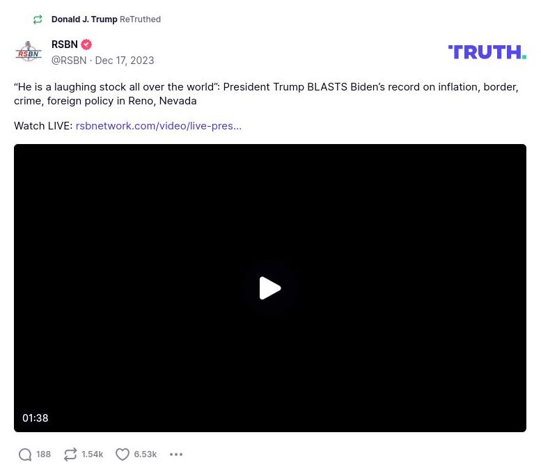 Post preview from Donald Trump