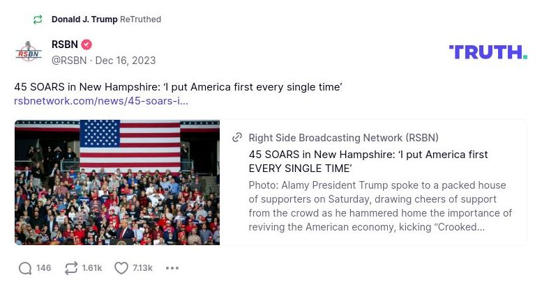 Post image from Donald Trump