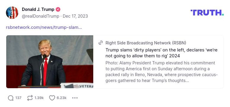 Post image from Donald Trump