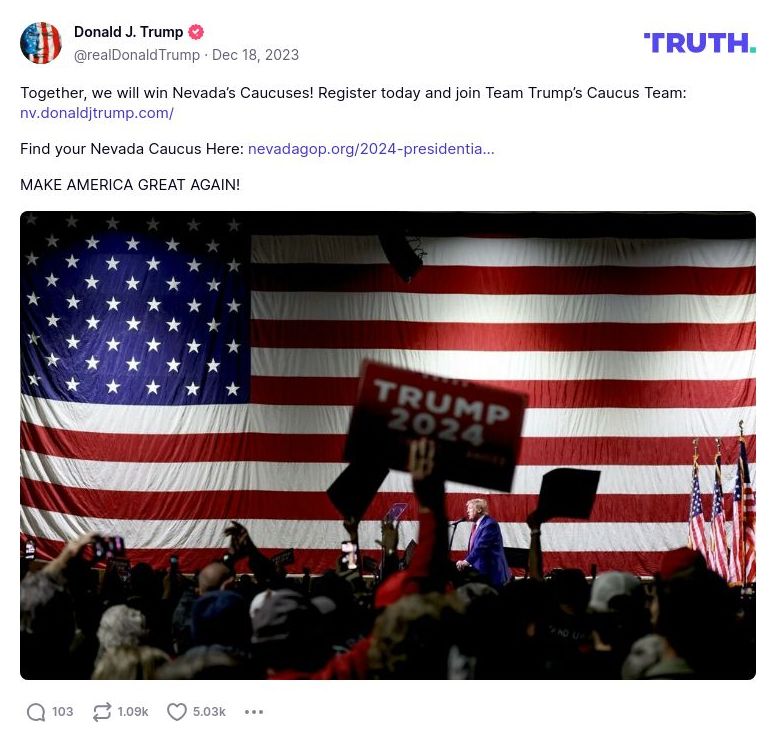 Post image from Donald Trump