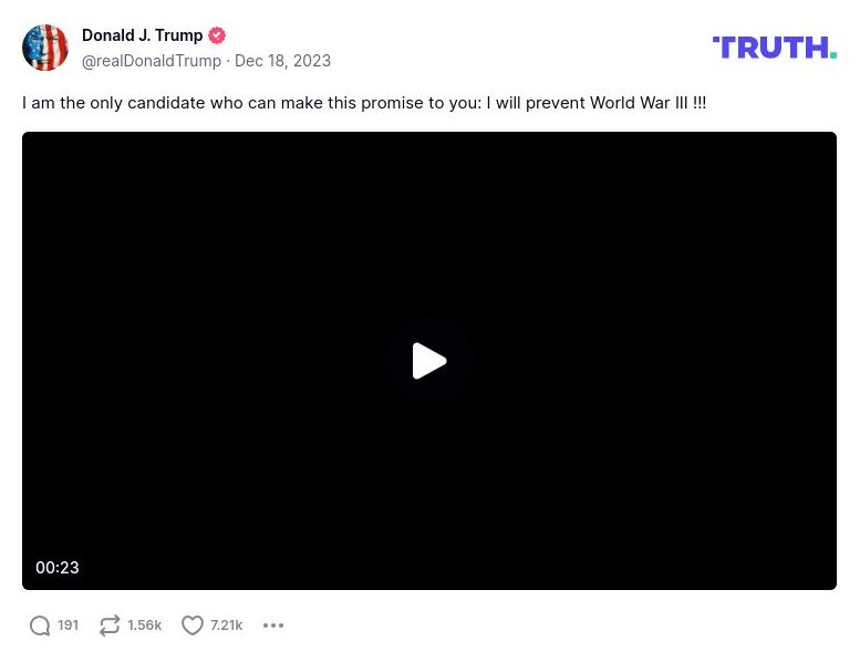 Post image from Donald Trump