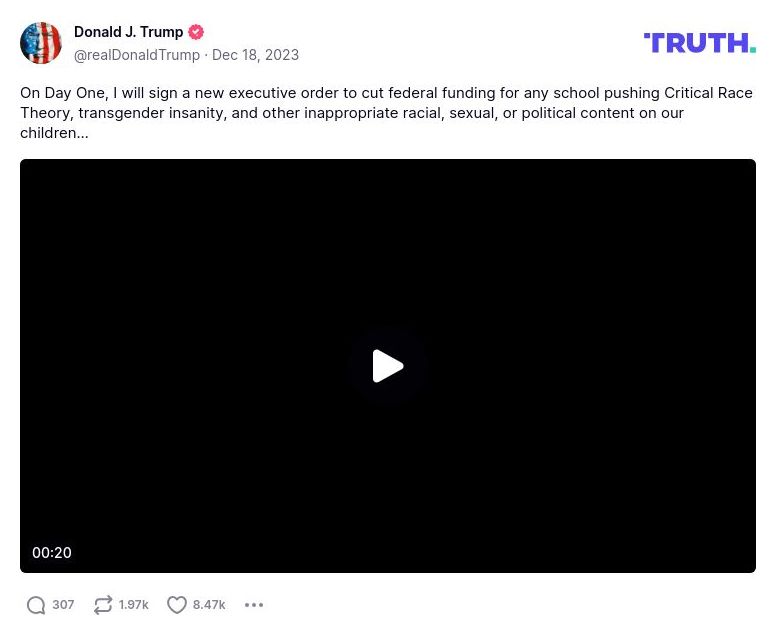 Post image from Donald Trump