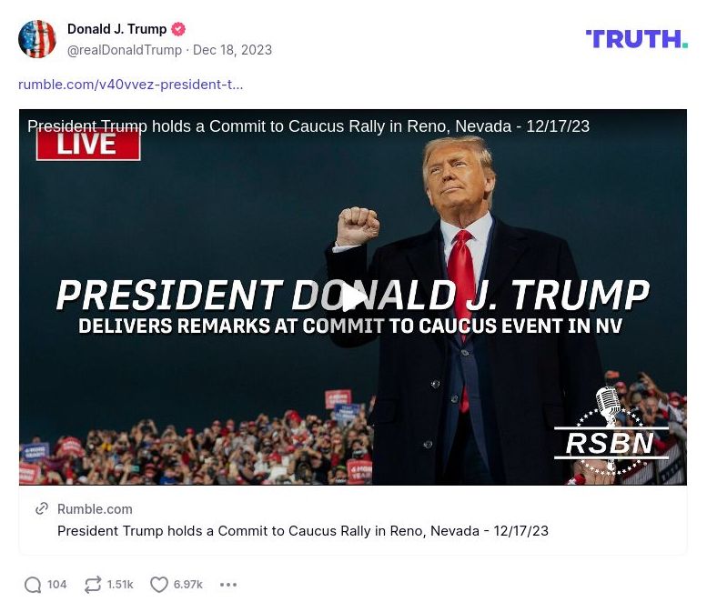 Post image from Donald Trump