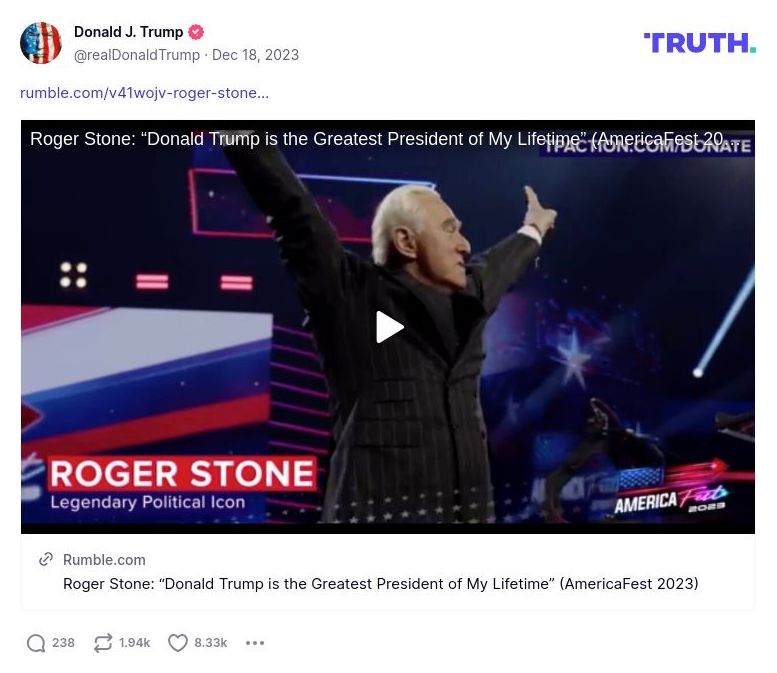 Post image from Donald Trump