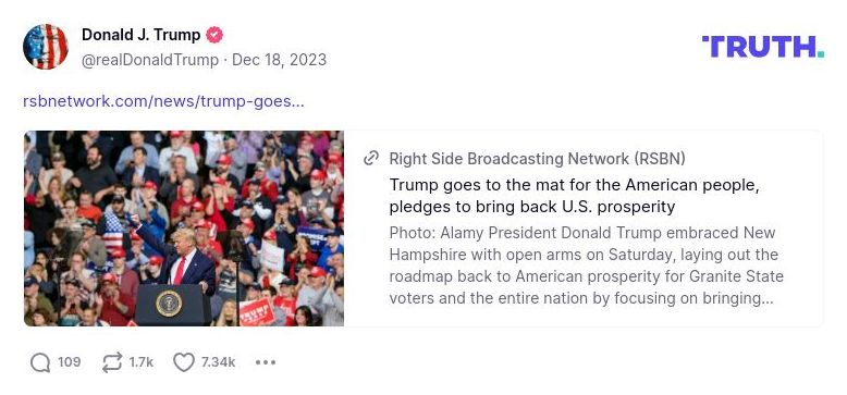 Post image from Donald Trump