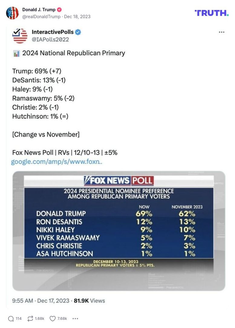 Post image from Donald Trump