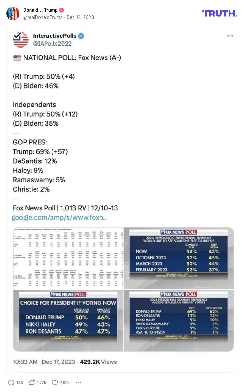 Post image from Donald Trump