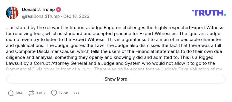 Post image from Donald Trump