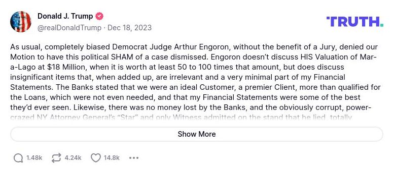 Post image from Donald Trump