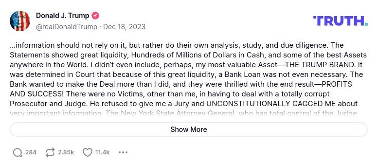 Post image from Donald Trump