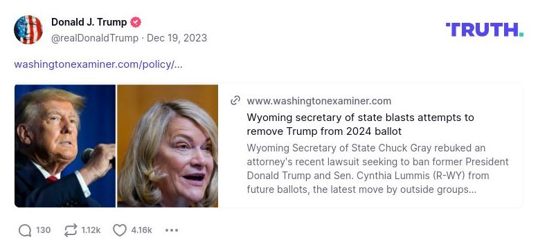 Post image from Donald Trump