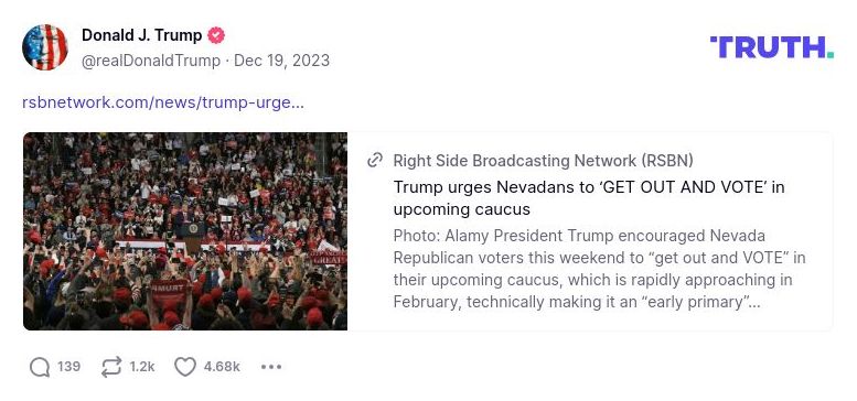 Post image from Donald Trump