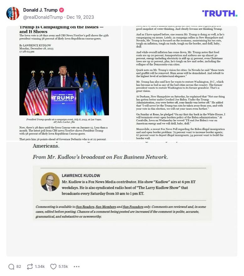 Post image from Donald Trump