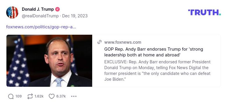 Post image from Donald Trump