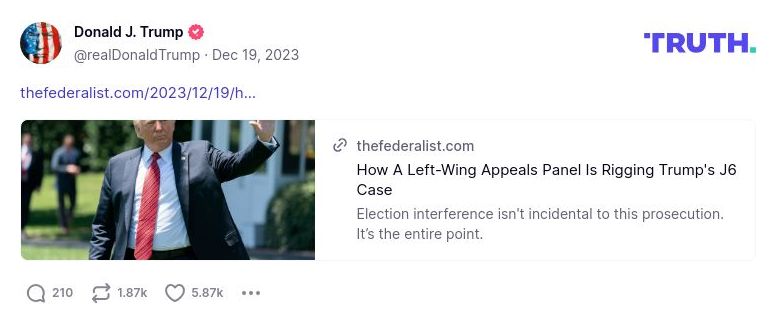 Post image from Donald Trump