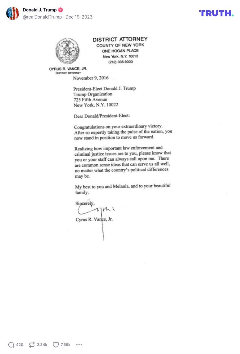 Post image from Donald Trump