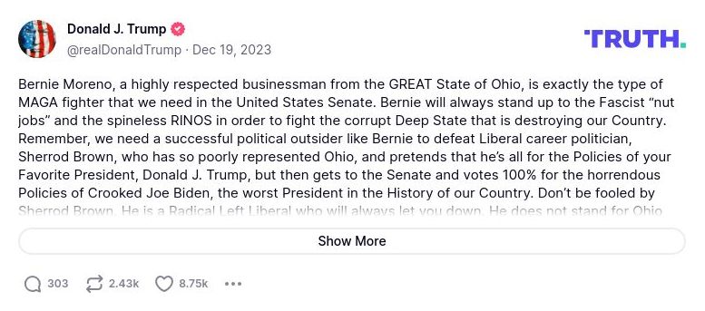 Post image from Donald Trump