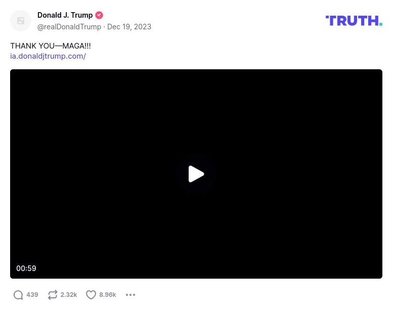 Post image from Donald Trump