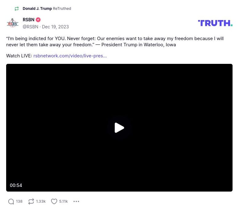 Post image from Donald Trump