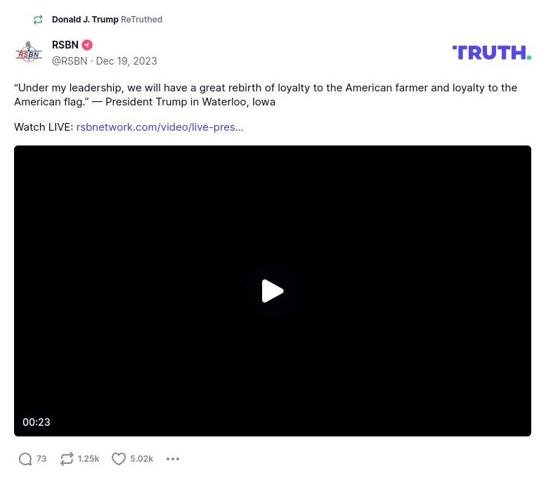 Post image from Donald Trump