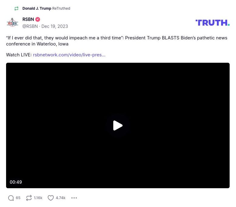 Post image from Donald Trump