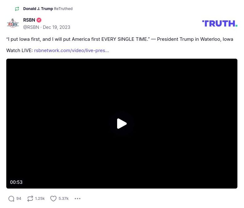 Post image from Donald Trump