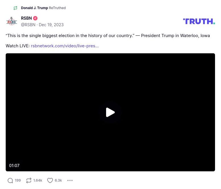 Post image from Donald Trump