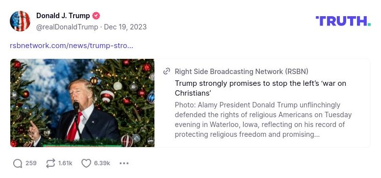 Post image from Donald Trump